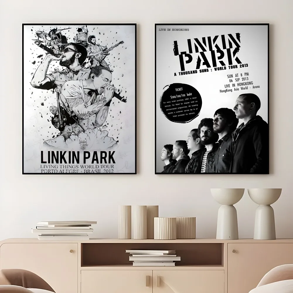 L-Linkin Park Rock Roll Band Retro Poster Sticky Wall Art Printing Waterproof Home Living Bed Room Bar Aesthetic Decor