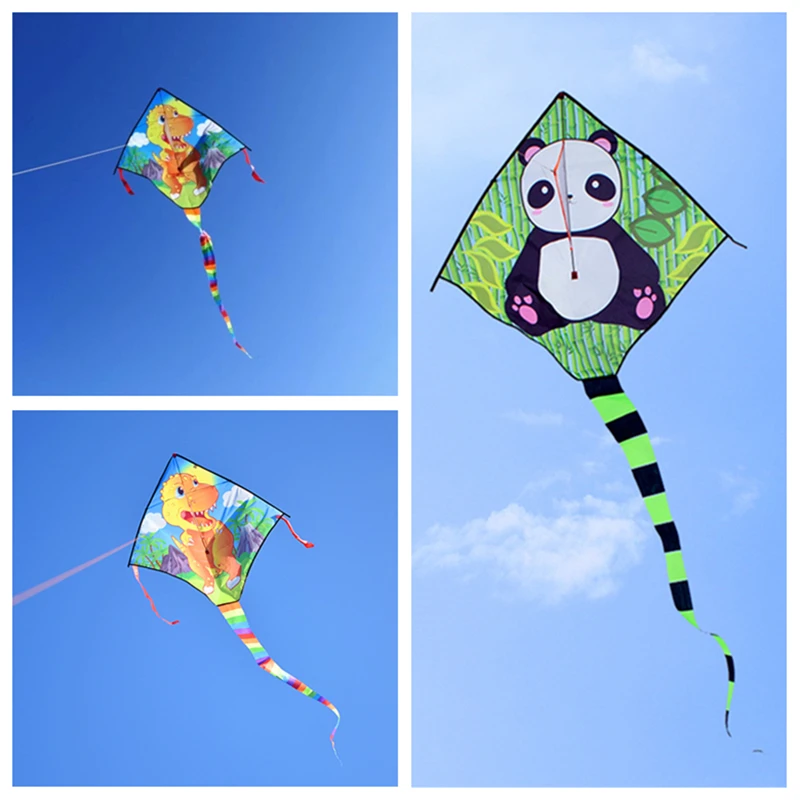 Gratis Ongkir ไดโนเสาร์ Kite Flying เด็ก Panda Kite ของเล่นไนลอน Kites บินของเล่นอุปกรณ์ตกปลา Air นกสายรุ้งสูง