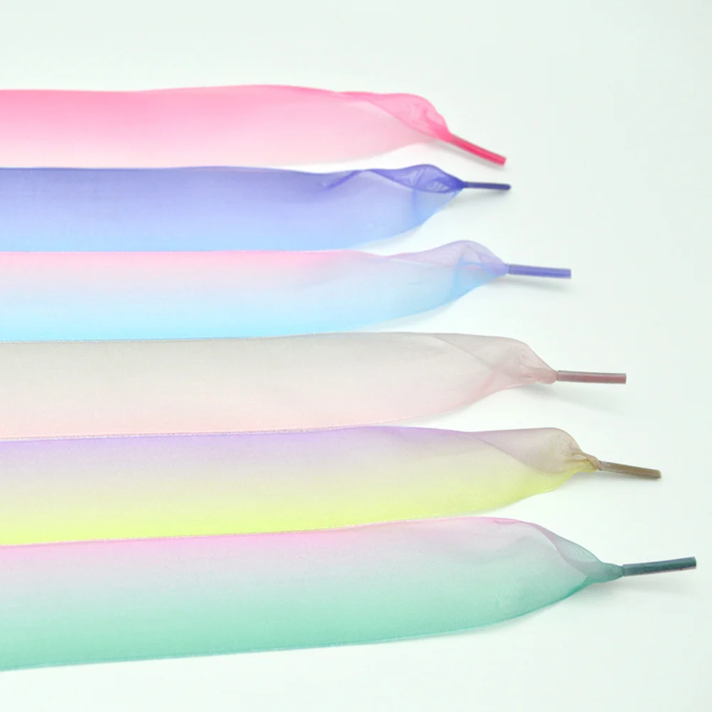 

3 пары прозрачных шнурков, разноцветные сменные шифоновые модные туфли, шнурки радужного цвета, прочное легкое украшение