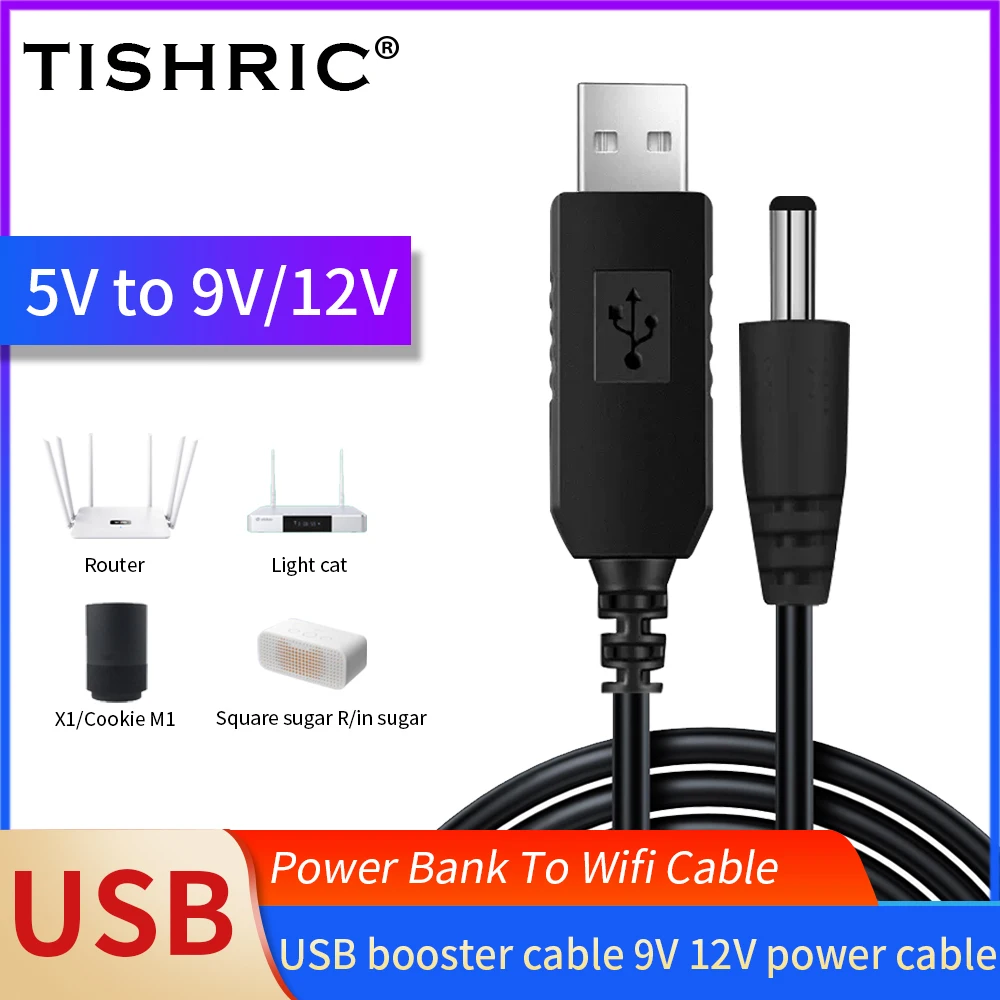 USB DC 5V To 12V 9V Power Cable USB To DC Jack Adapter Wire Usb Boost Power Cord Plug Wire For Router 2.1x5.5mm Via Powerbank