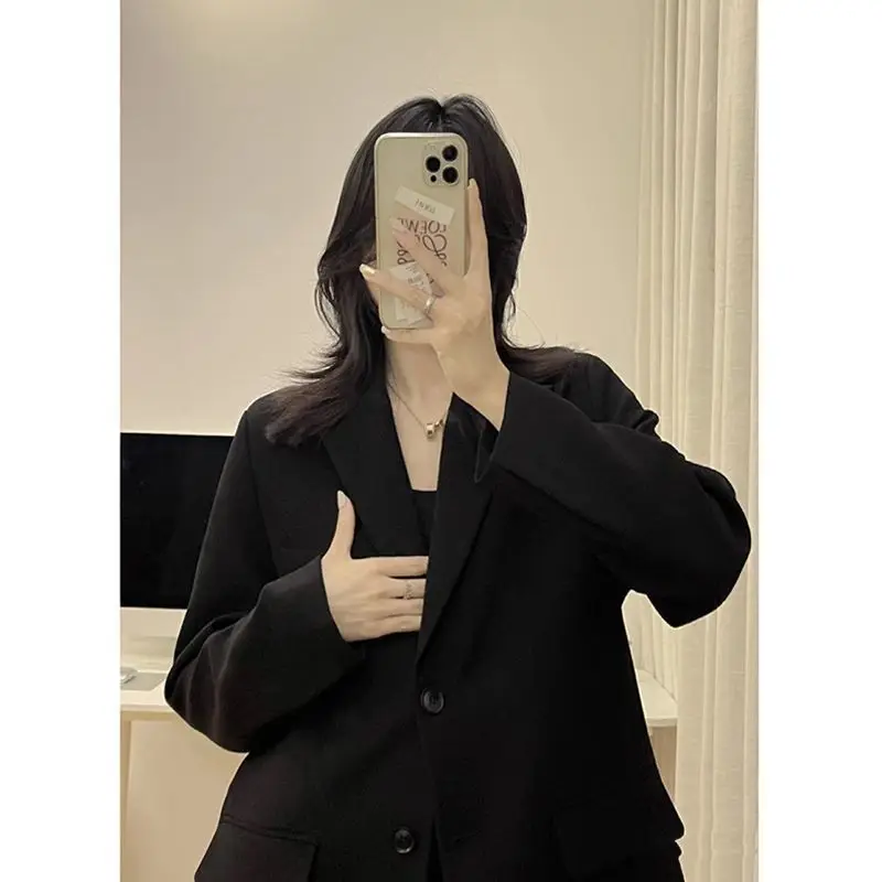 

Ladies Blazers High Quality Gold Premium Three-Button Sunscreen Badge Western Fine Slash Snap-Button Drapey Friendly