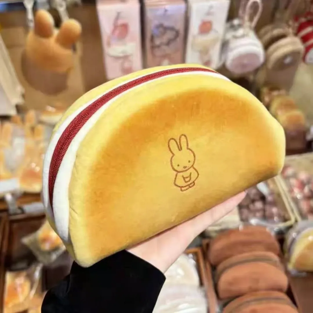 Japanese Kawaii Rabbit Bread Pencil Case Trendy Cartoon Macaroon Makeup Storage Bag Stationery for Students view 5