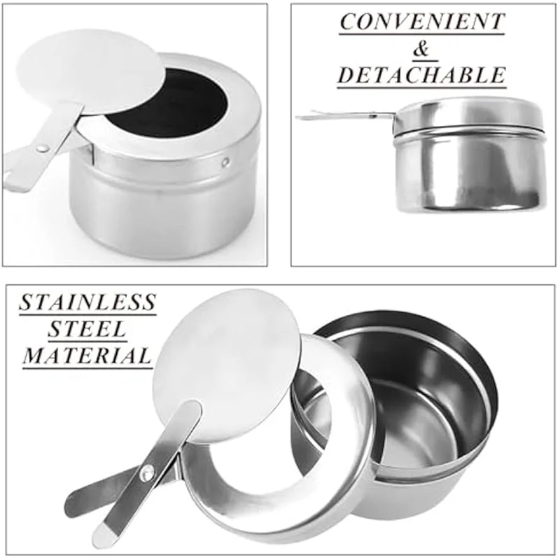 

【Flash-Sale!】16Pcs Chafing Fuel Holder,Stainless Steel Chafe Wick Fuel Holder With Cover,Heat Box Holder For Chafing Dish,Barbec