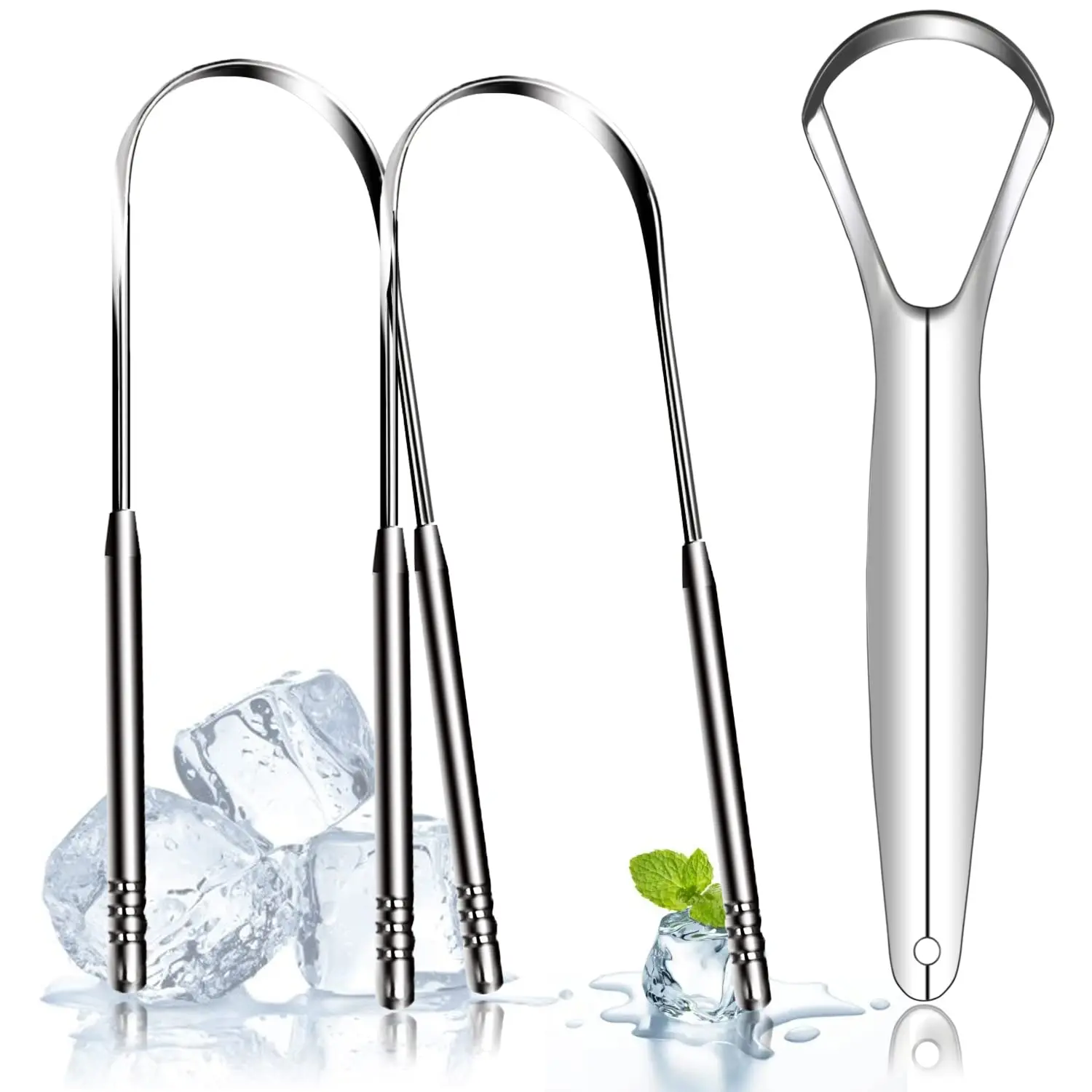 3PCS Tongue Scraper, Stainless Steel Tongue Scrapers, Tounge Scraper Cleaner, Professional Tongue Brush,Tongue Coating Remover