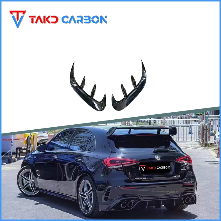 3K Twill Real Car Data Development Dry Carbon Fiber Rear Bumper Canards For Mercedes BENZ AMG A45 W177 2020-2023