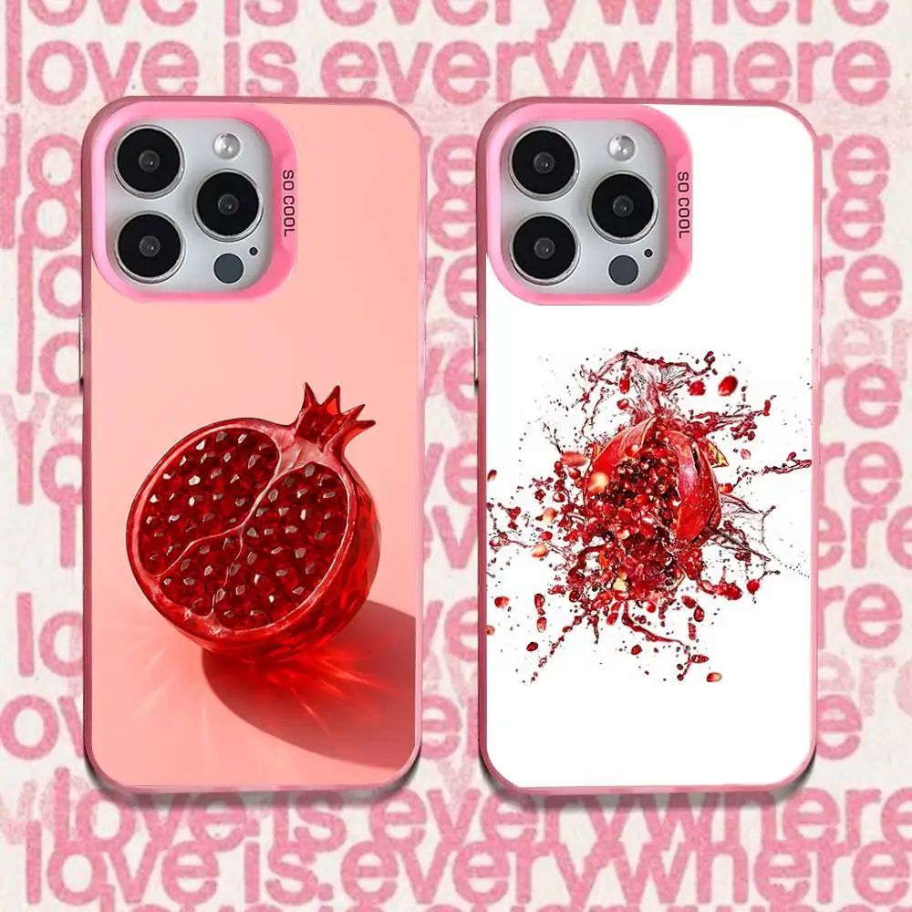 

Red Fruit Pomegranate Phone Case For iPhone 16,15,14,13,12,11,Pro,XS,Max,Plus,Mini,SE Pink Candy Matte Shockproof Cover