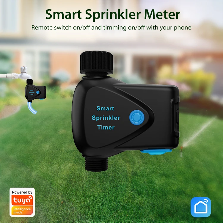 Tuya WiFi Smart Sprinkler Timer with Water Meter Real-Time Flow Tracking & Remote Control IP66 Waterproof Works with Tuya App