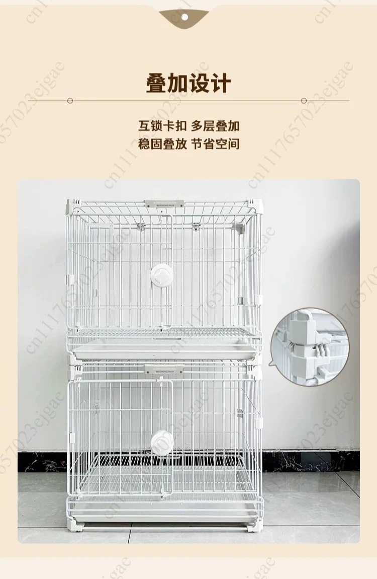 Metal Pet Cage for Small Medium Dogs Cats Rabbits Pet Shop Display Cage with Snap Fasteners & Removable Tray