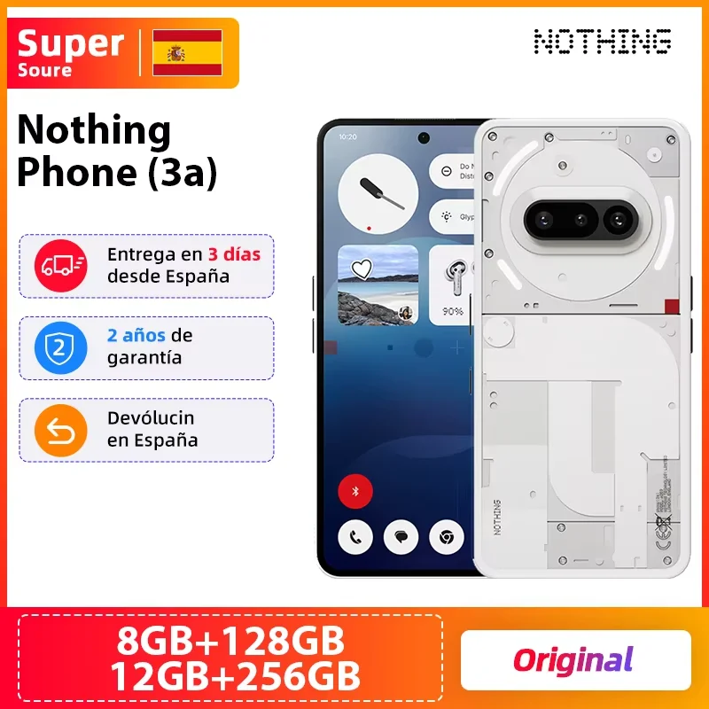 Version mondiale Nothing Phone (3a) Qualcomm Snapdragon 7s Gen 3 Écran AMOLED 6,77 pouces 120 Hz double 50 MP