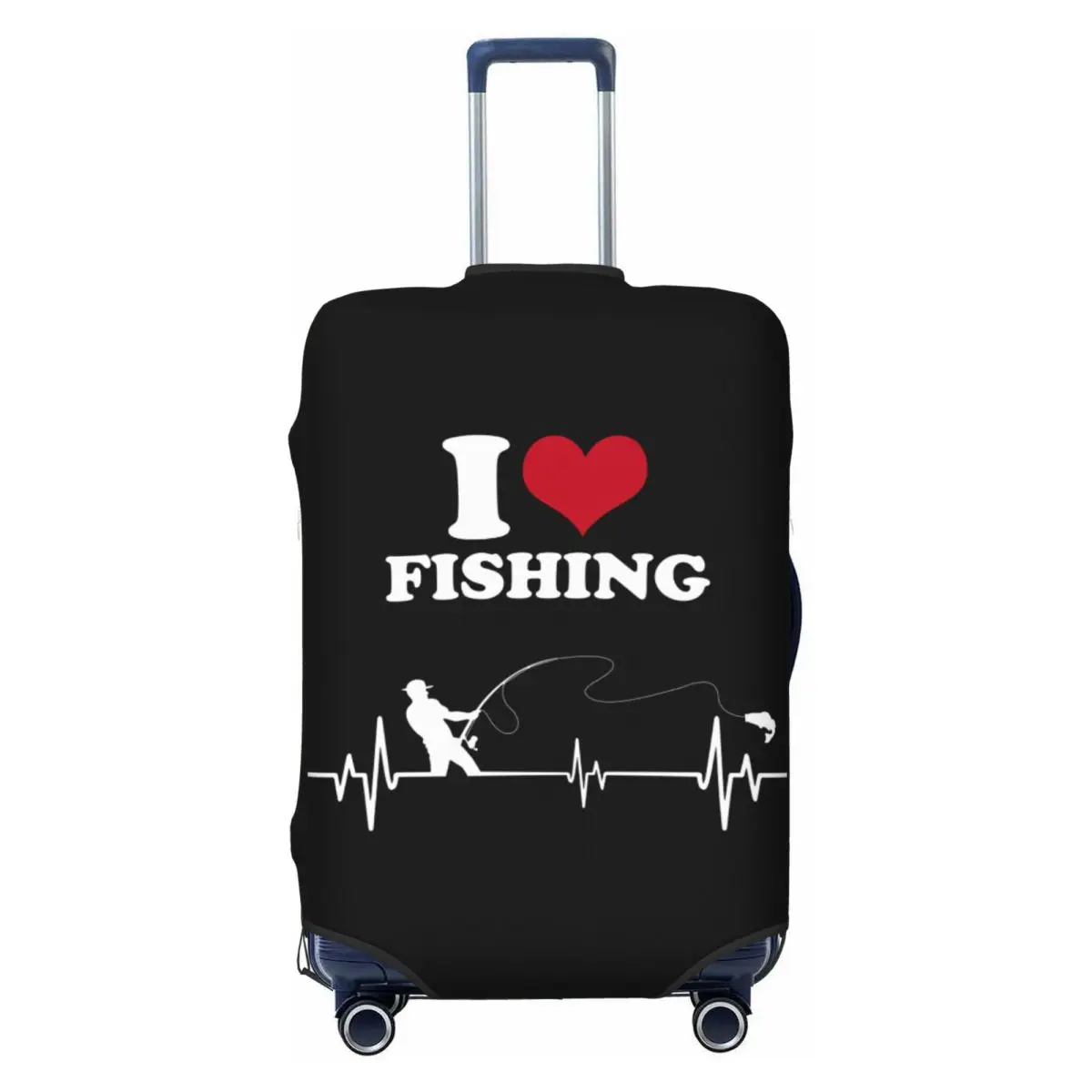 

Custom I Love Fishing Travel Luggage Cover Dust Proof Fisherman Fish Suitcase Cover Protector Fit 18-32 Inch