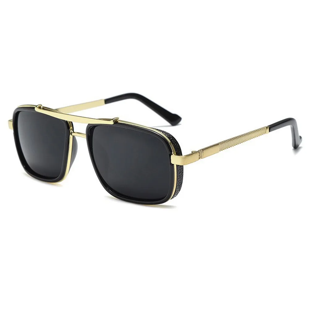 Stylish Luxury Rectangle Sunglasses Thick Edge Classic Metal Frame Sun Glasses Summer Double Bridge Shades for Women & Men