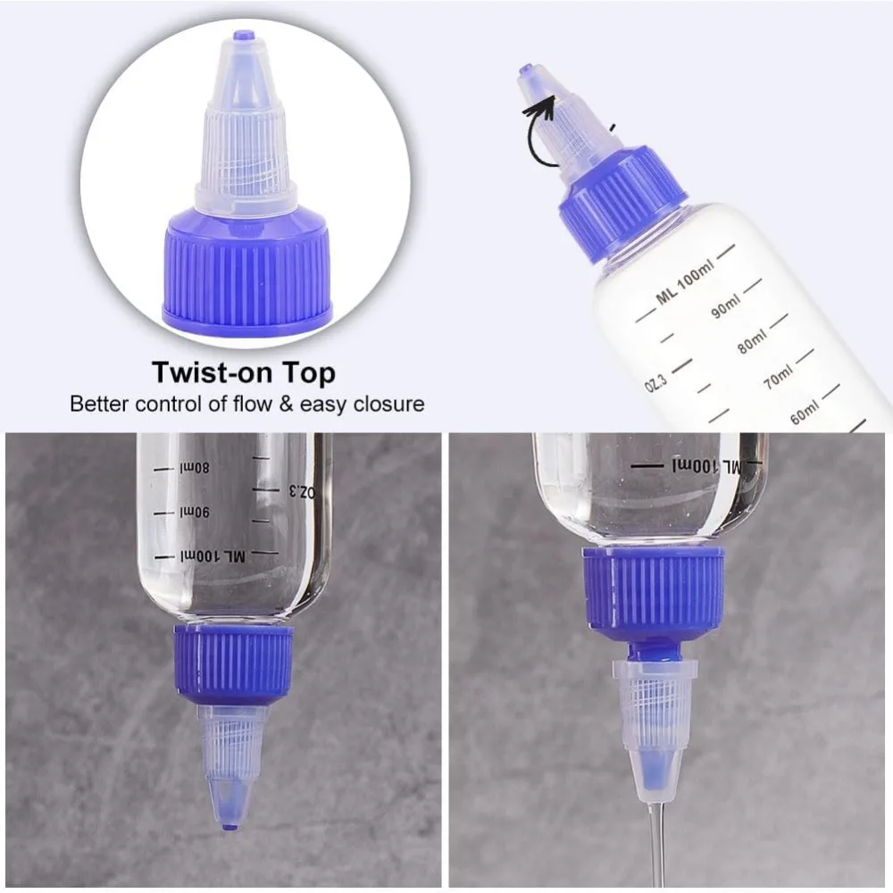 10 Pack 100ml/3.4 oz Plastic Squeeze Bottles with Scale PET Transparent Blue Twist Cap Bottles Graduated Squeeze Dispensing