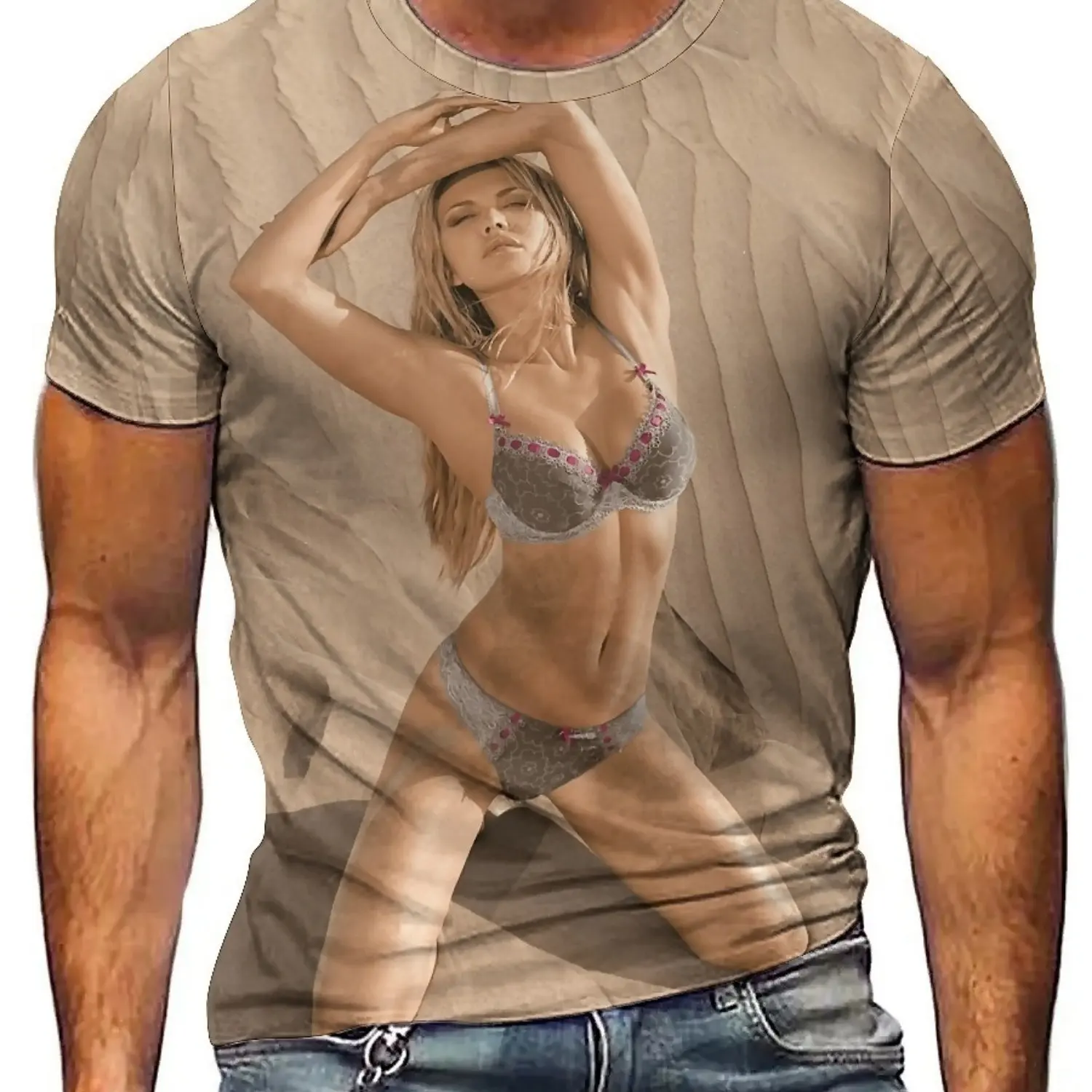 Camisas unissex com elementos brasileiros com estampas digitais 3D, camisetas largas e modernas com gola redonda