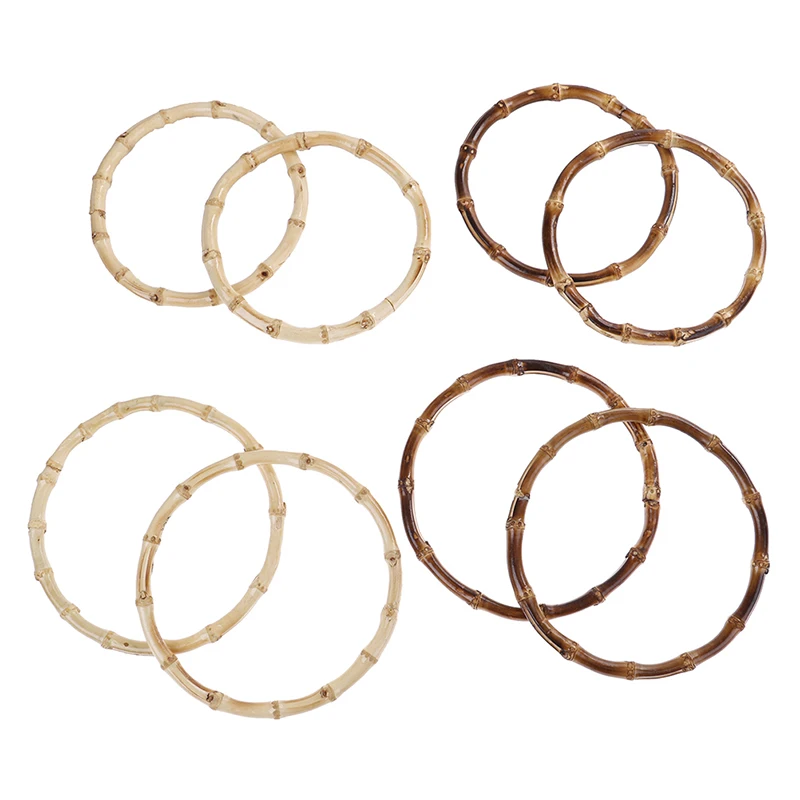 1 Pair 2 Sizes High Quality Round Bamboo Bag Handle For Handbag Handcrafted DIY Bags Accessories Plastic Handle