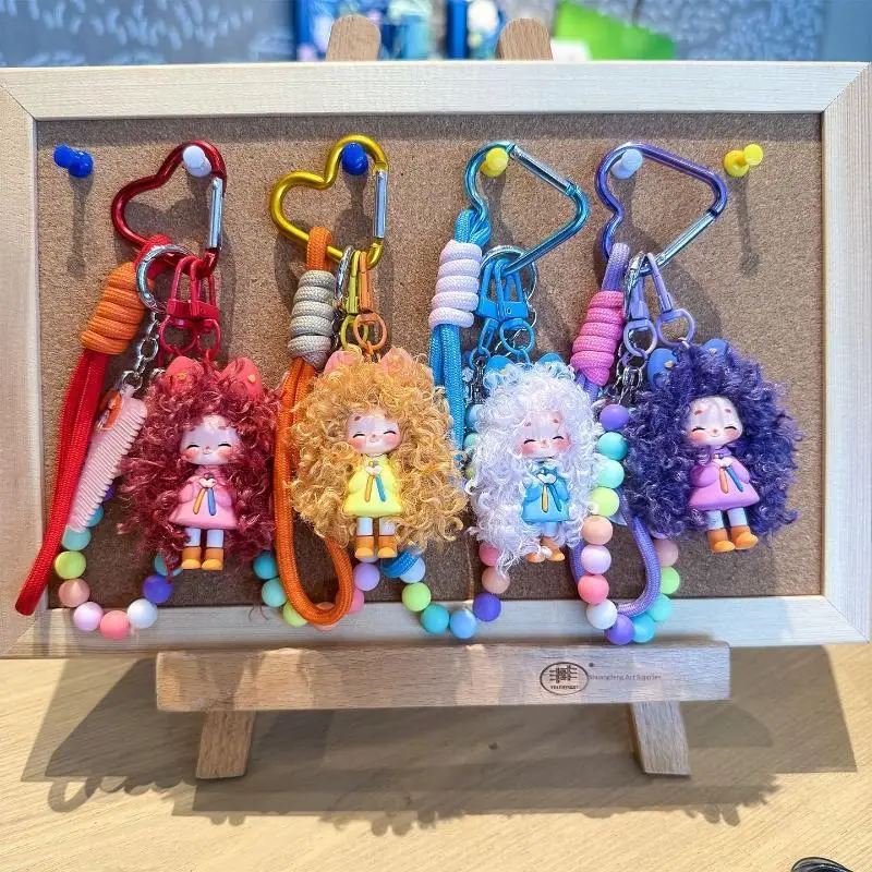 Cartoon Flauschiges Haar Coole Mädchen Schlüsselanhänger - Milchtee-Serie Schlüsselanhänger Taschenzubehör für Trendige Mädchen als Kreatives Geschenk – Detail 3
