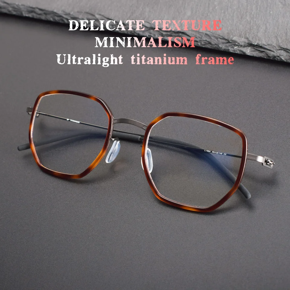

Модные полигональные ультралегкие очки в титановой оправе в стиле ретро для отдыха, ацетатные оптические очки с защитой от синего света для мужчин и женщин