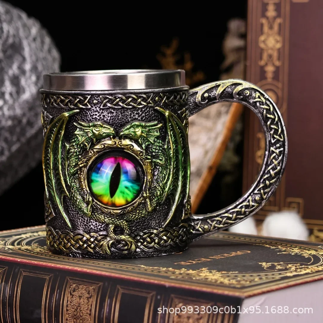 1Pcs New Dragon Eye Beer Cup Personalized Dragon Shaping Mark Coffee Cup Dragon Statue Water Cup Stainless Steel