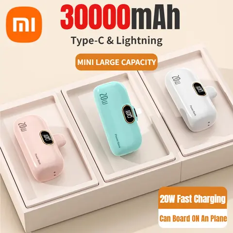 Xiaomi 30000mAh 미니 휴대용 전원 은행 20W 빠른 충전 Capsual 예비 외부 배터리 화웨이 삼성 아이폰 Xiaomi