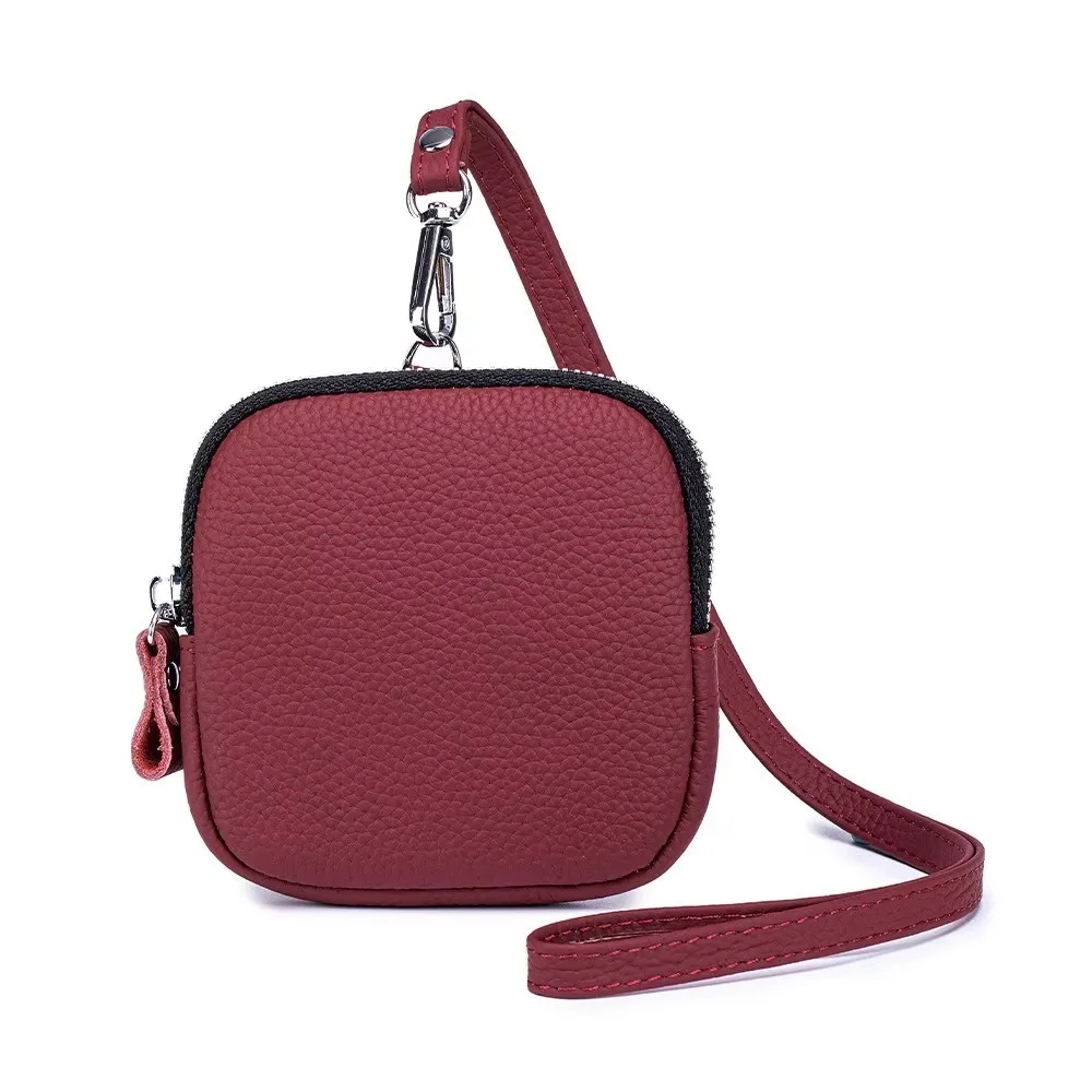 New Woman Small Bag Female Wallet Genuine Leather Storage Lady Bag Cowhide Simple Coin Purse Neck Hanging Lipstick Makeup Bag