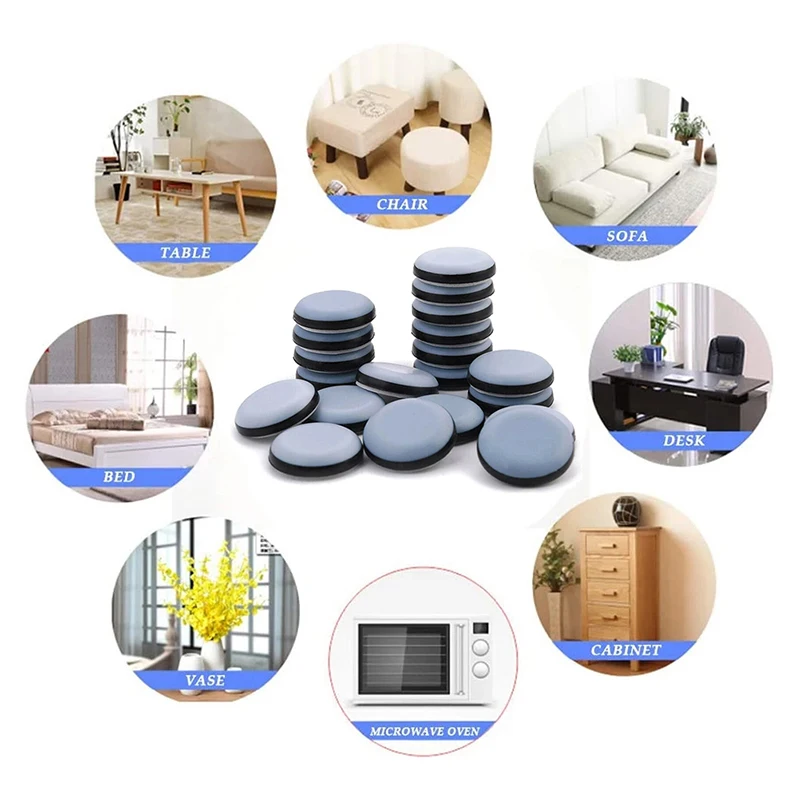 New 4/8Pcs Furniture Sliders Pads Sliding Block Table Chair Leg Mat Floor Protector For Hardwood Rug PTFE