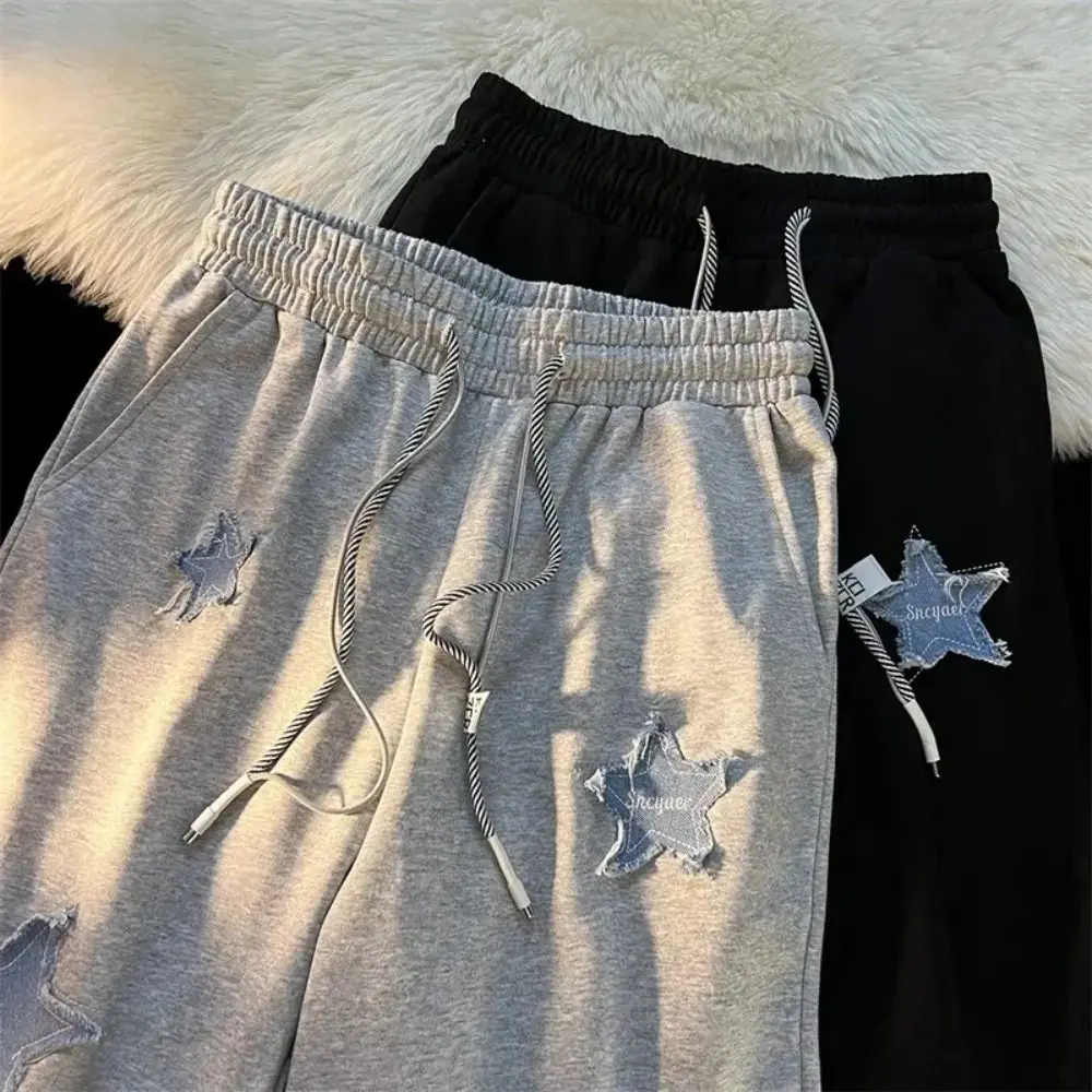 

Свободные повседневные шорты Y2k Star со средней талией, хлопковые широкие шорты, женские лоскутные спортивные брюки, шорты на шнурке, пляжные брюки
