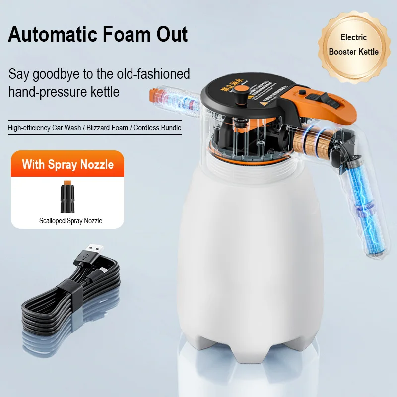 EAFC 1.7L Electric Foam Sprayer Rechargeable Car Wash Foam Generator for Auto Cleaning Foam Lance Endurance Car Washing tools