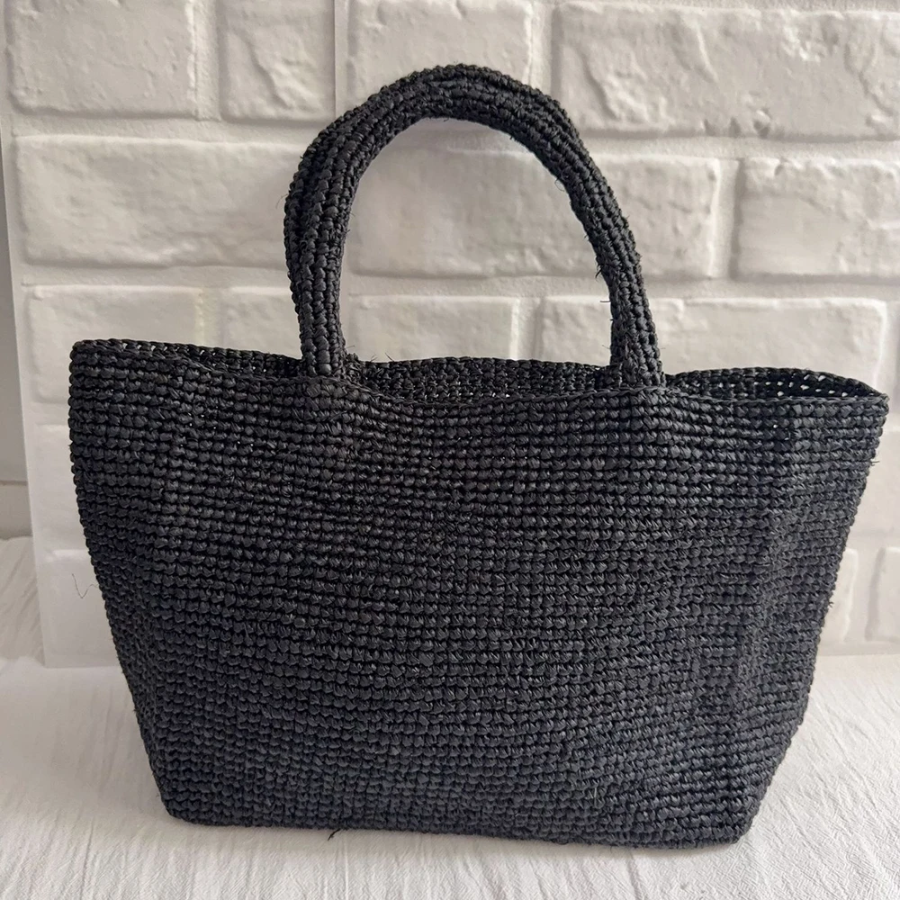 

Handmade Raffia Straw Bags for Women Shoulder Bag Summer Woven Beach Bag NEW Natural Grass Handbag Vacation Shopper Tote Purses