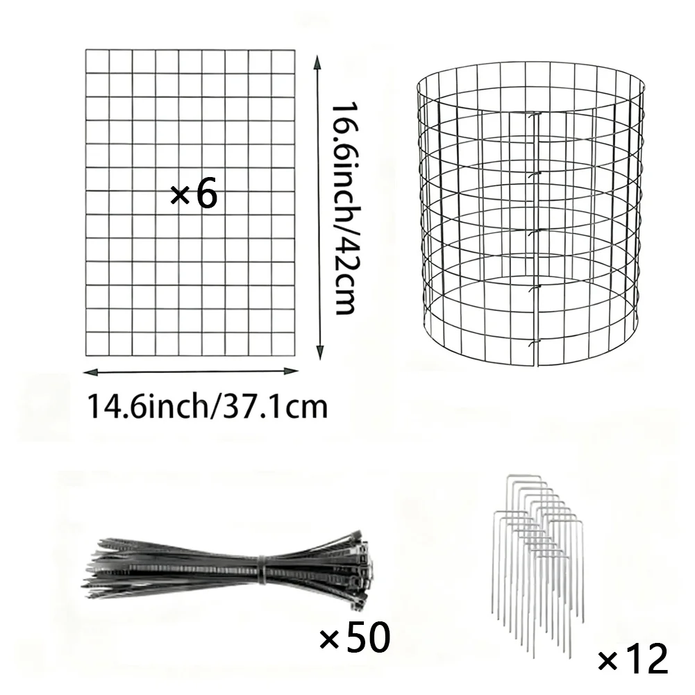 Metal Tree Guard Mesh Panel Cover Set 6 Pack Or 12 Pack Includes Stakes Ties Quick Install Weather Resistant Year Round Protects