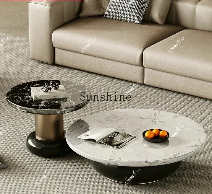 

Household small apartment high-end Italian retro modern round coffee tableM