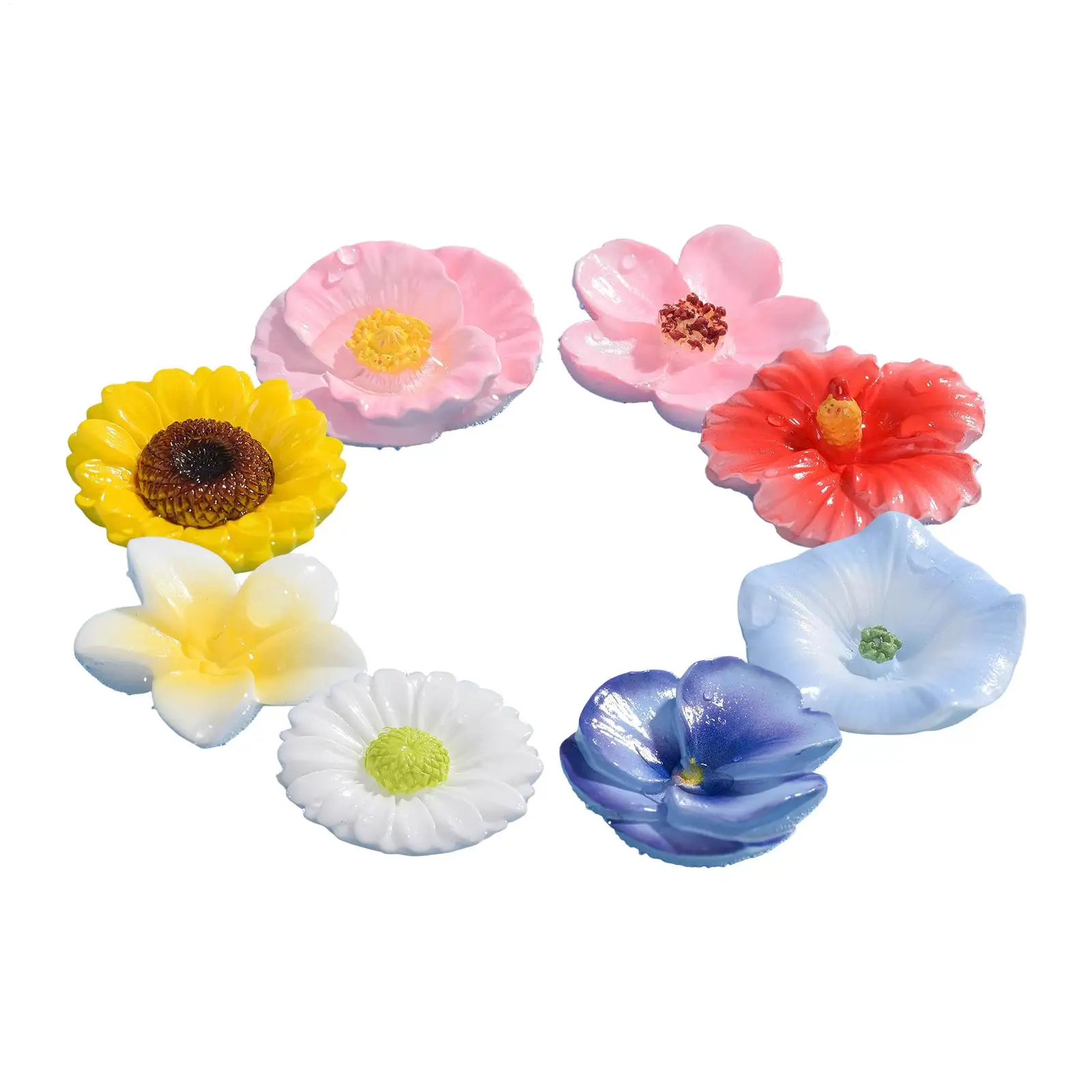 8 Stück Bienen-Tränkebecher aus Harz, schwimmende Blumen-Bienenstation, Outdoor-Wildbienen-Tränke, Deko für Garten, Terrasse, Landschaft, Teich