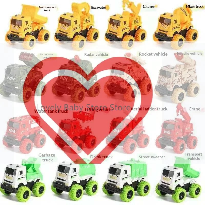 【BS】1Pcs Inertia Simulation Truck Toy Engineering Military Fire Sanitation Vehicle With Big Tire For Kids Play Birthday Gift
