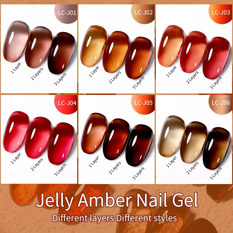 LILYCUTE 7ML Jelly Amber Gel Brown Winter Crystal Nail Polish Translucent Color Nail Art Gel Permanent UV Gel Polish Varnish