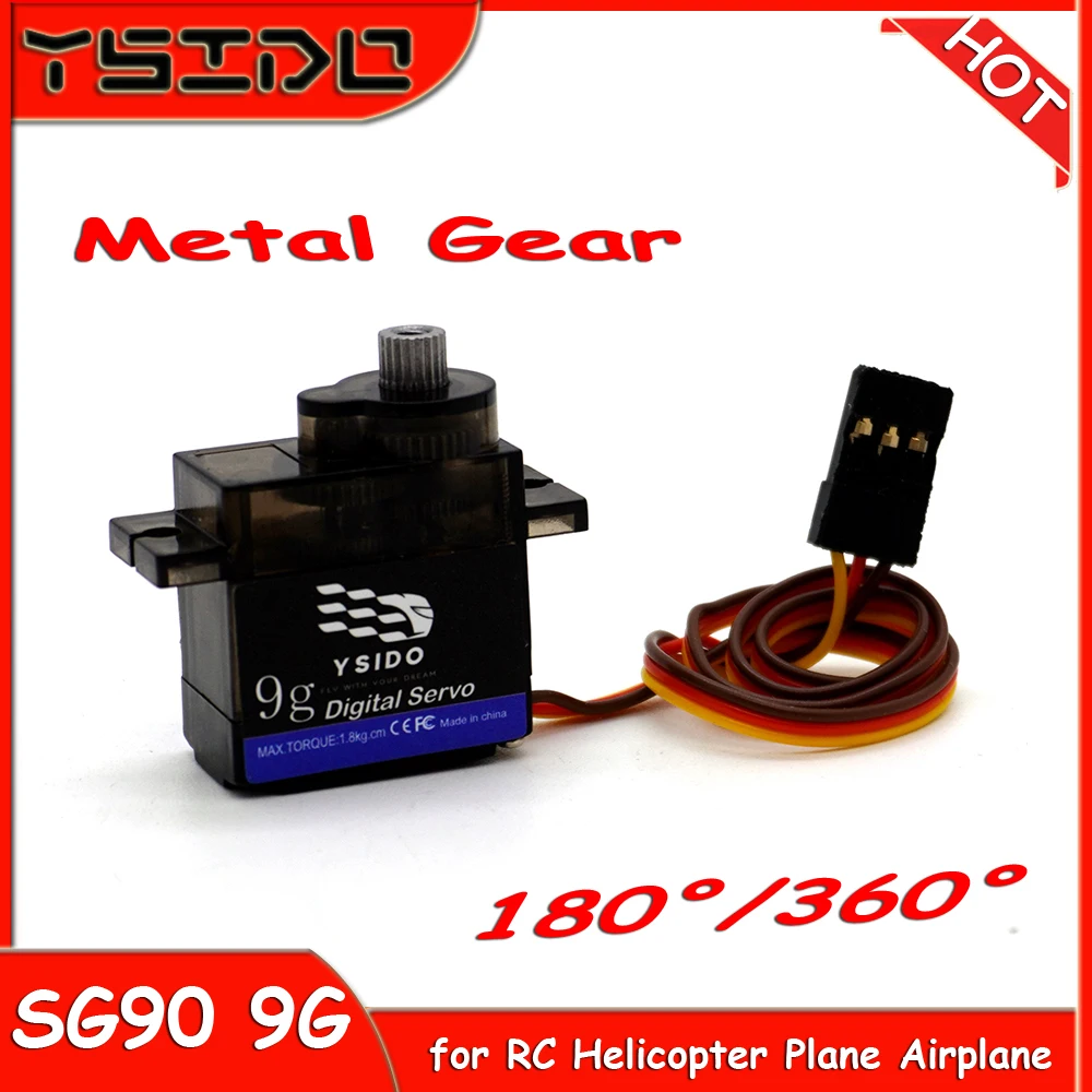 RC Model Parts SG90 9G Micro Servo Motor for RC Car Boat Airplane Fixed Wing RC Helicopter Aircraft 180/360° Micro Servo Motor