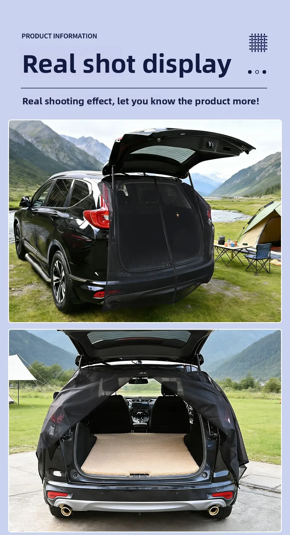Magnetisches Kofferraum-Moskitonetz SUV Heckklappe Belüftungsgitter Insektenschutz Campingausrüstung für Outdoor-Selbstfahrerreisen – Detail 14