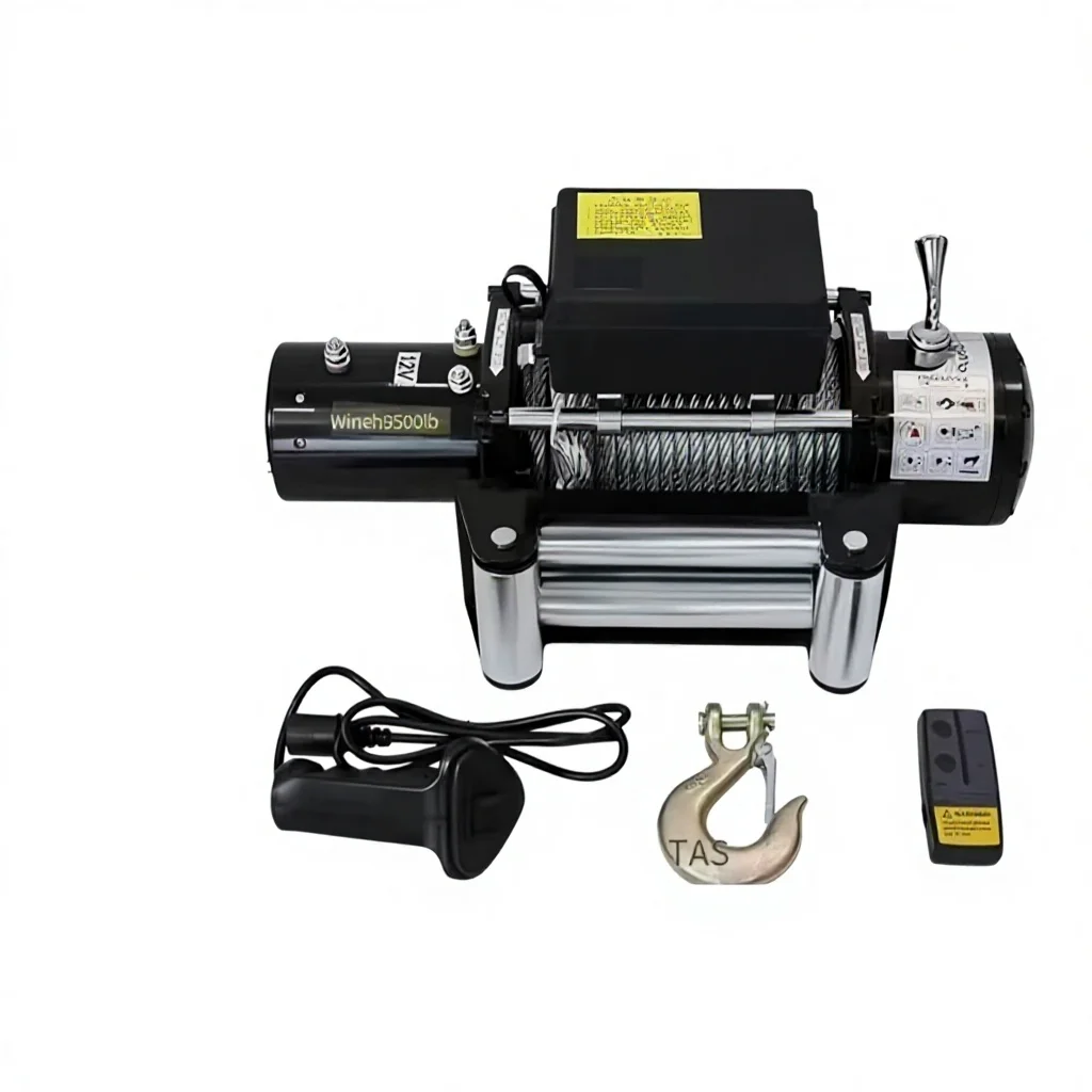 24V Electric Self-Rescue Winch 9500 LBS Capacity Stainless Steel Wire Rope 24m Rope Wireless Remote Control Auto Boats Cranes US