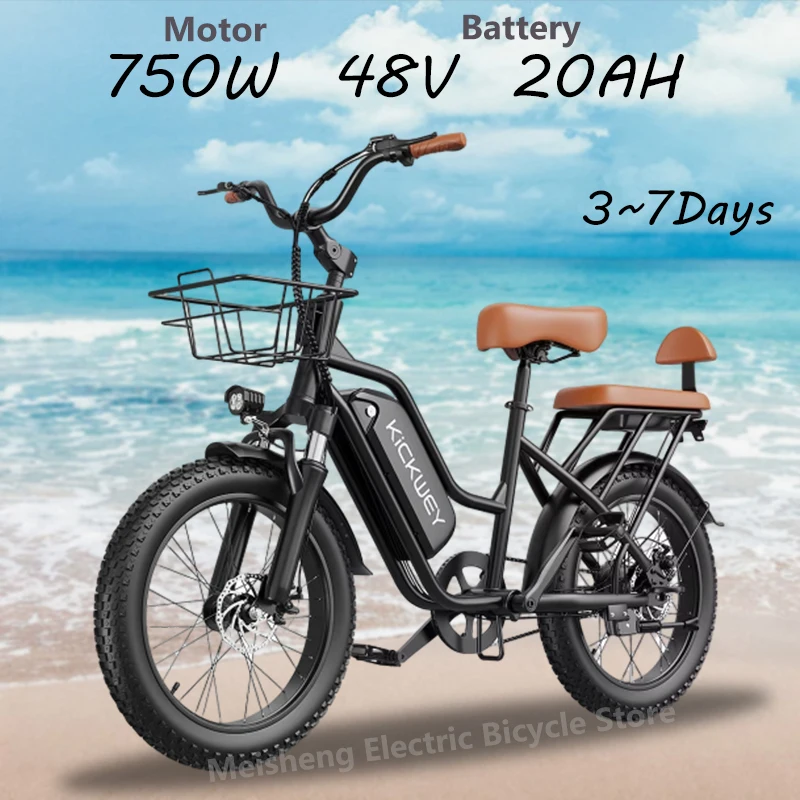 Bicicleta eléctrica ebike LD20 para mujer, bicicleta eléctrica de ciudad para adultos con batería de litio de 750W, 48V y 20AH