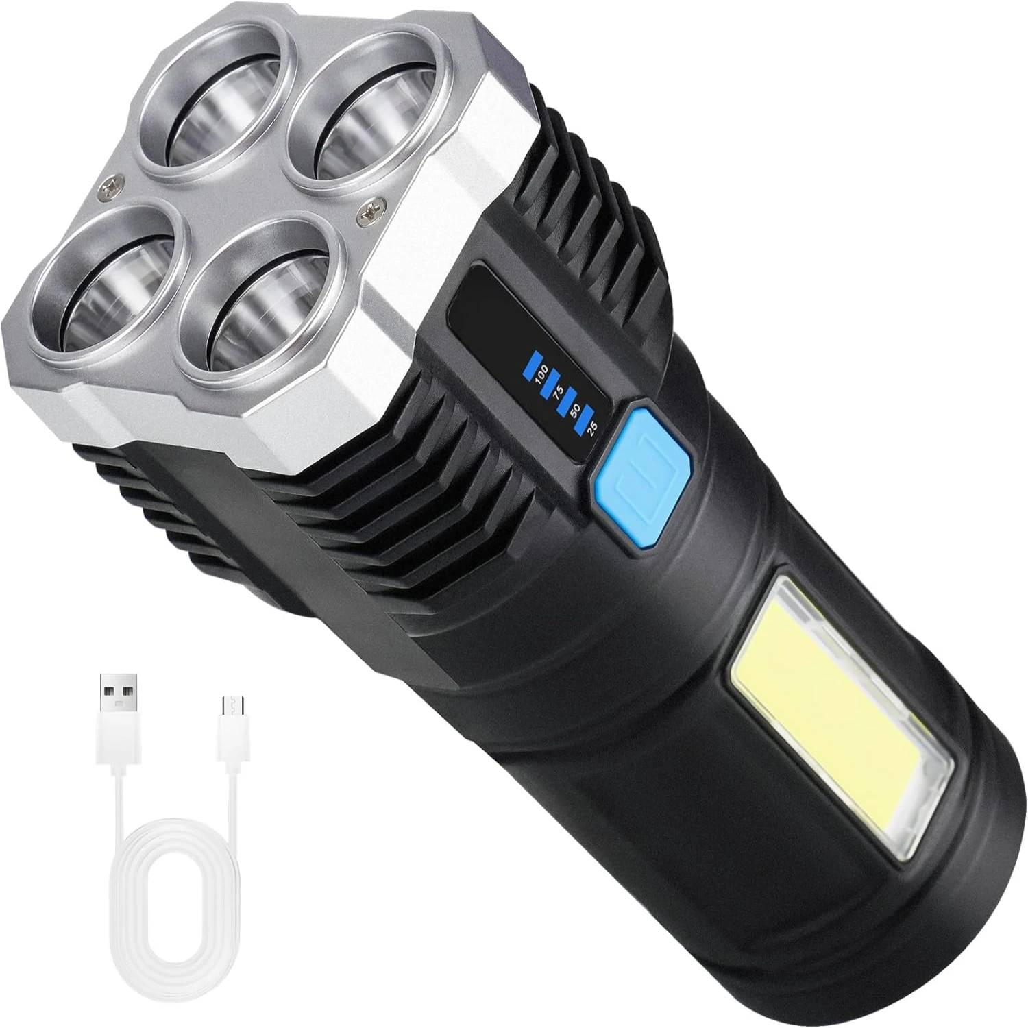 1000 Lumens USB Rechargeable LED Flashlight for Outdoor Activities - Camping, Hiking, Emergency, Fishing - Waterproof, Long-Last