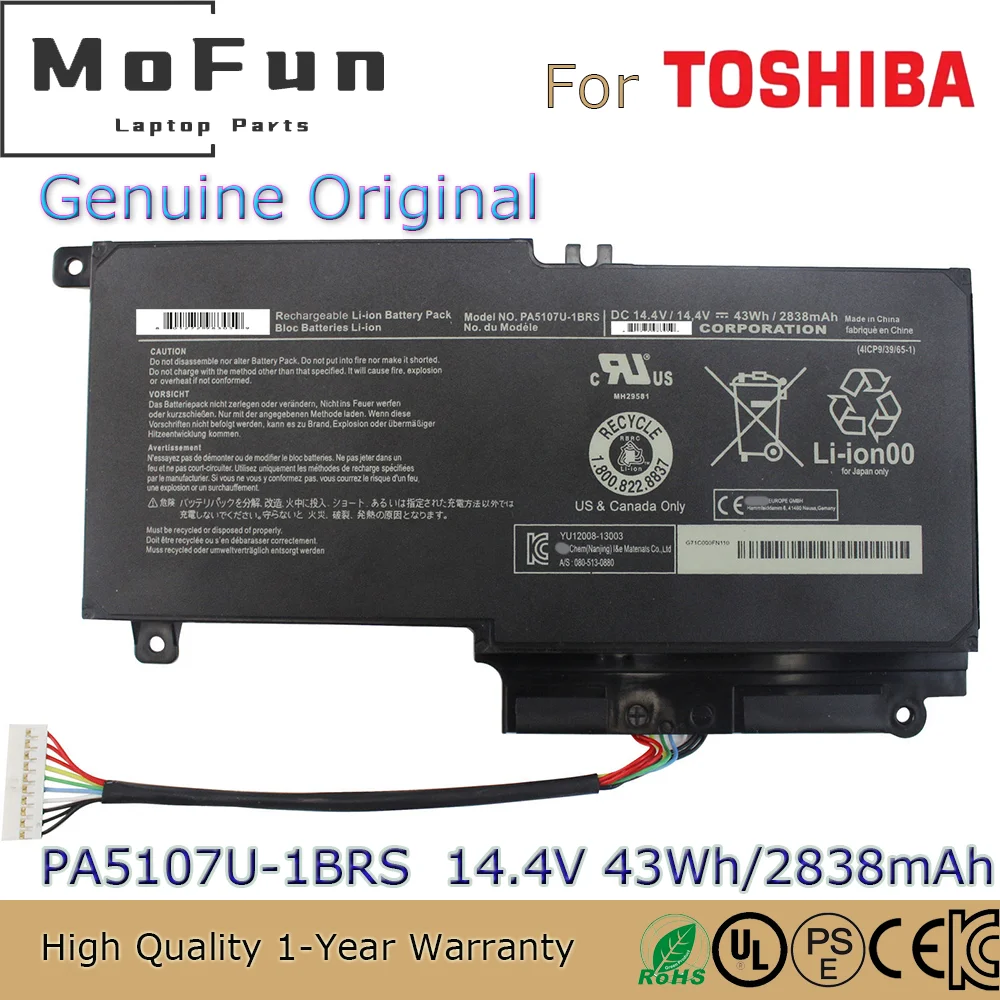 Brand New Original PA5107U-1BRS 14.4V 43Wh Laptop Battery for Toshiba Satellite P50 P55 L50 L55 S55t P55 L45D