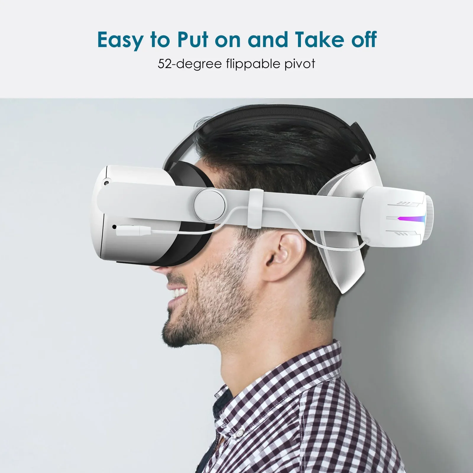 RGB Head Strap Built-in 8000mAh Battery for Meta Quest 3 Elite Strap Comfort Enhanced Support for Meta Quest 3 VR Accessories