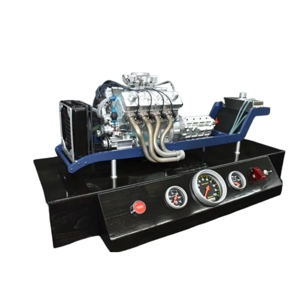 Modelo de motor V8 de aspiración natural completamente funcional, mecanizado CNC, escala 1/4, modelo de motor de metal de alta inversión y alta potencia