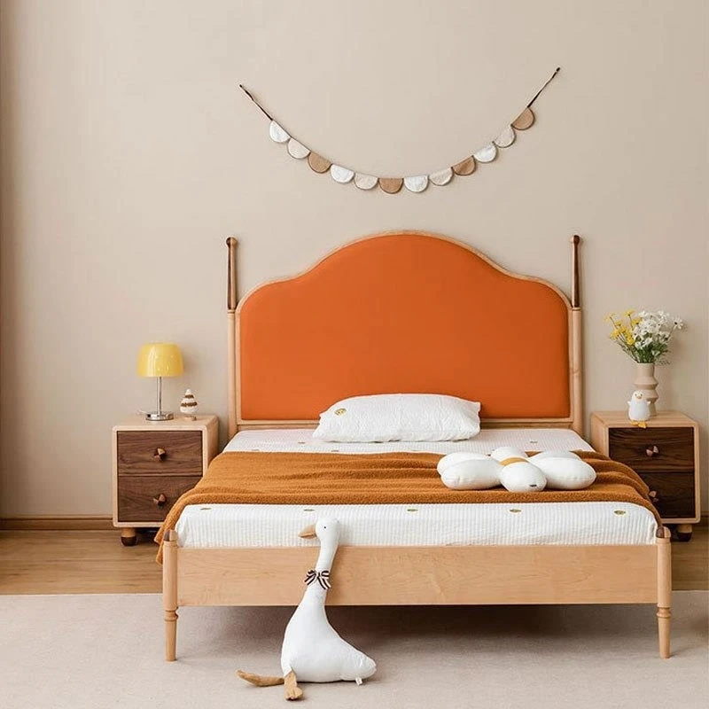 North American Hard Maple Full Solid Wood Bed Modern Simple Black Walnut Cherry Oak Bedroom Single Double Queen Bed