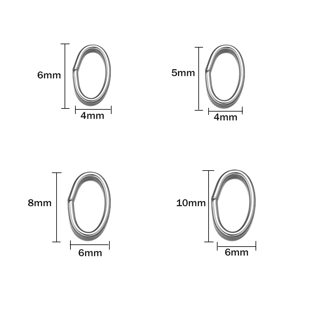 50pcs 3 Colors Stainless Steel Oval Open Jump Rings Connector Findings for DIY Earring Bracelet Necklace Jewelry Crafts Making