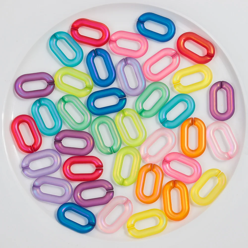 15pcs Big Matte Acrylic AB Colorful Oval Links Chain Beads for Making Jewelry DIY Bracelet Necklace Glasses Chains Accessories