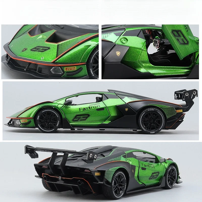 1:24 Alloy Sports Car Model Diecasts & Toy Vehicles Symulacja dźwięku i światła Pull Back Kolekcja zabawek Prezenty urodzinowe dla dzieci