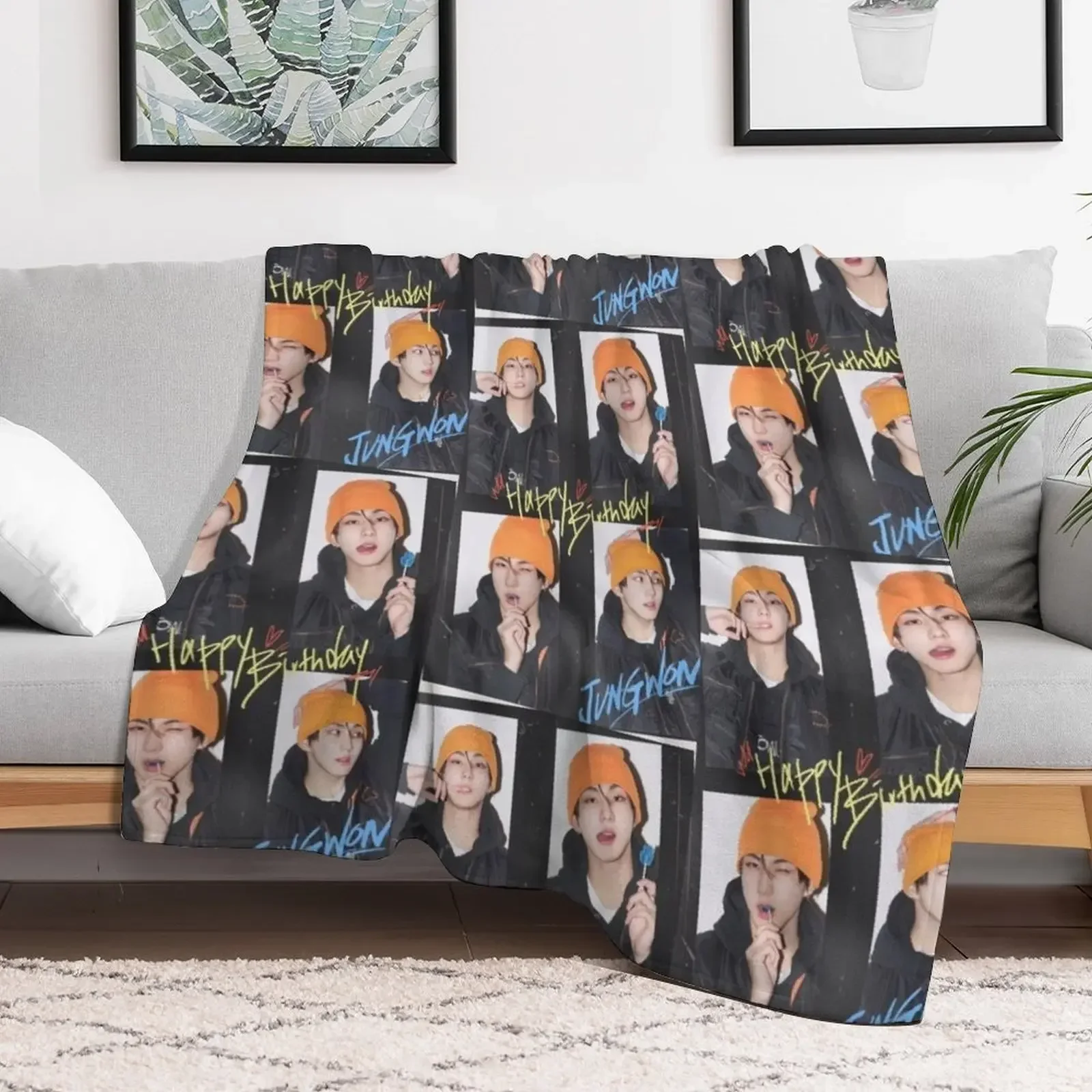 JUNGWON birthday (KPOP) Throw Blanket Weighted Hairy Blankets