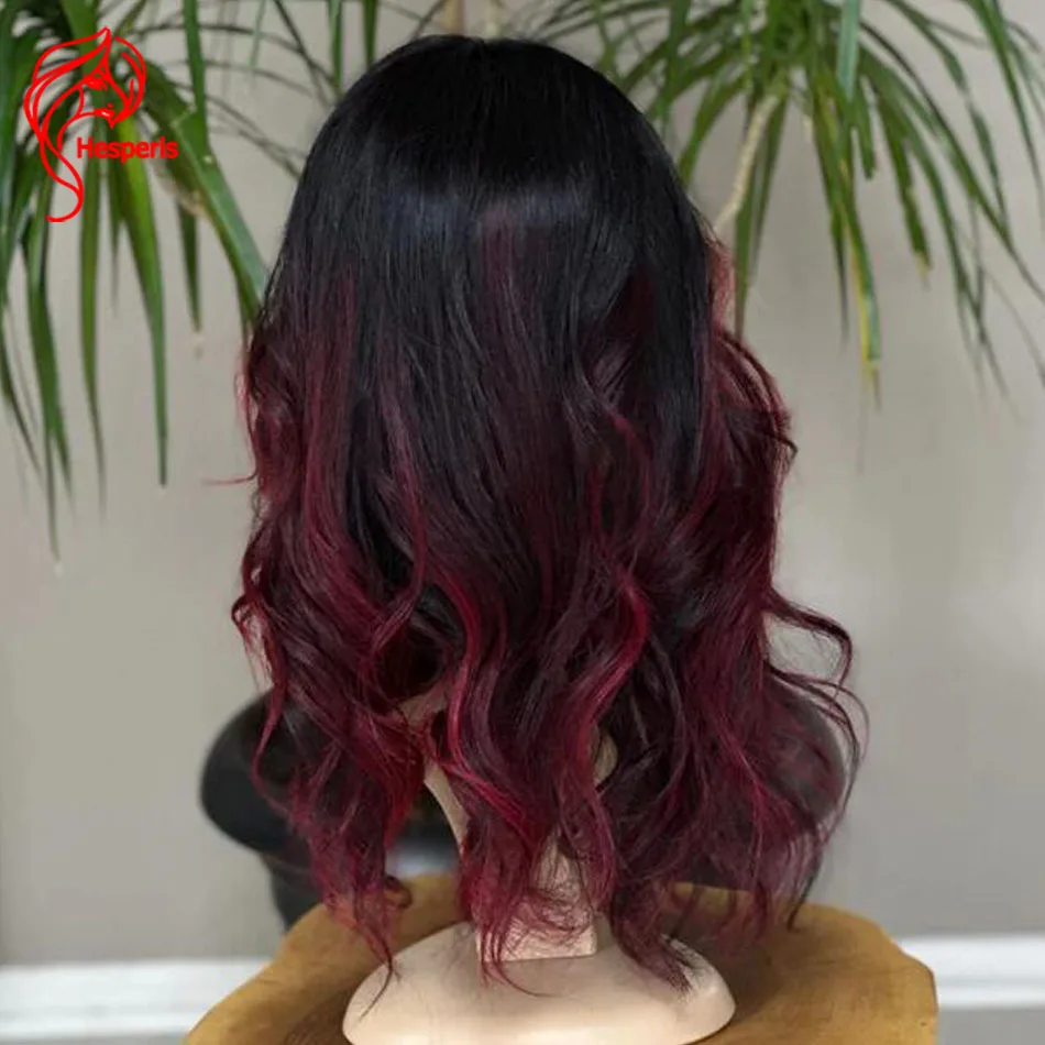 Hesperis Body Wave Burgundy Highlight Lace Front Wig Pre Plucked Balayage Color Transparent Lace Closure Silk Base Wig For Women