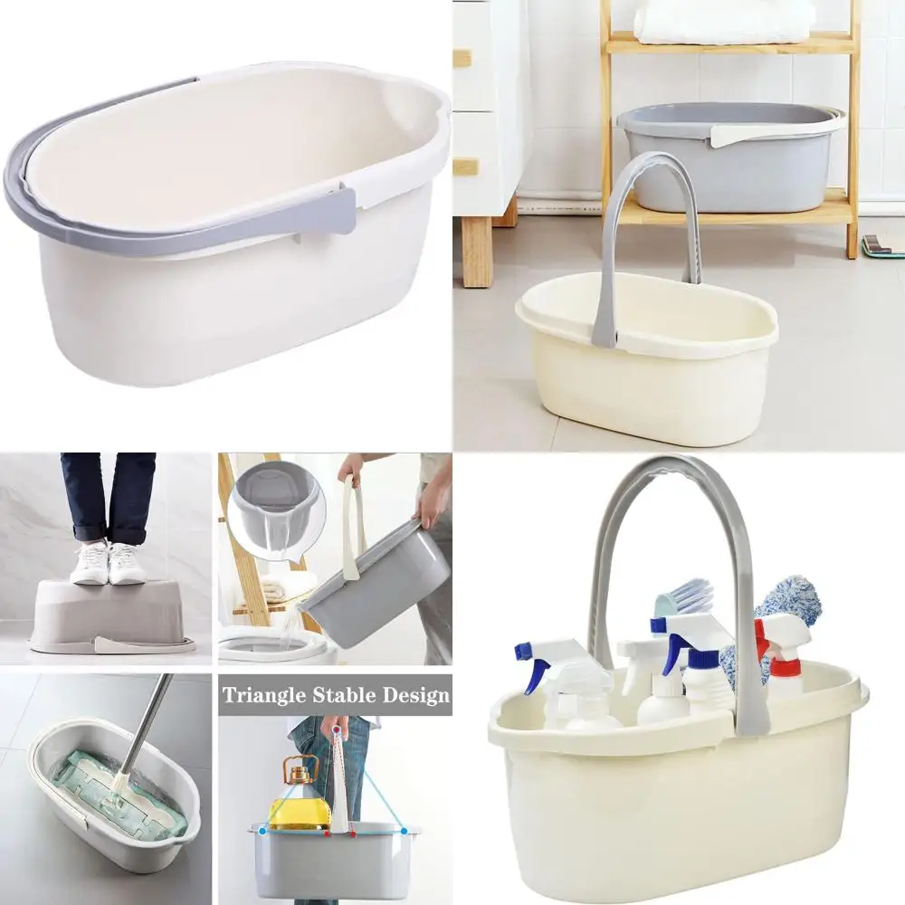 

Белый контейнер для чистки 17,1 л с ручкой, ведро для швабры с хорошими ручками для организации бытовых принадлежностей