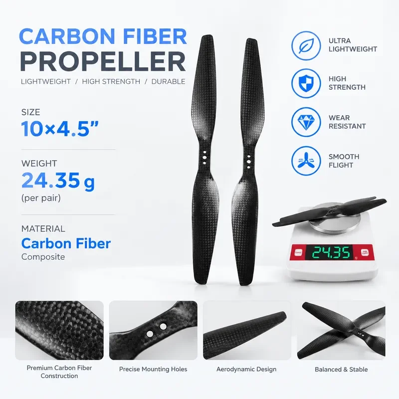 For TMOTOR Carbon Fiber Propeller 11 Inch Blade 1137 Straight Multi-rotor Drone Accessories