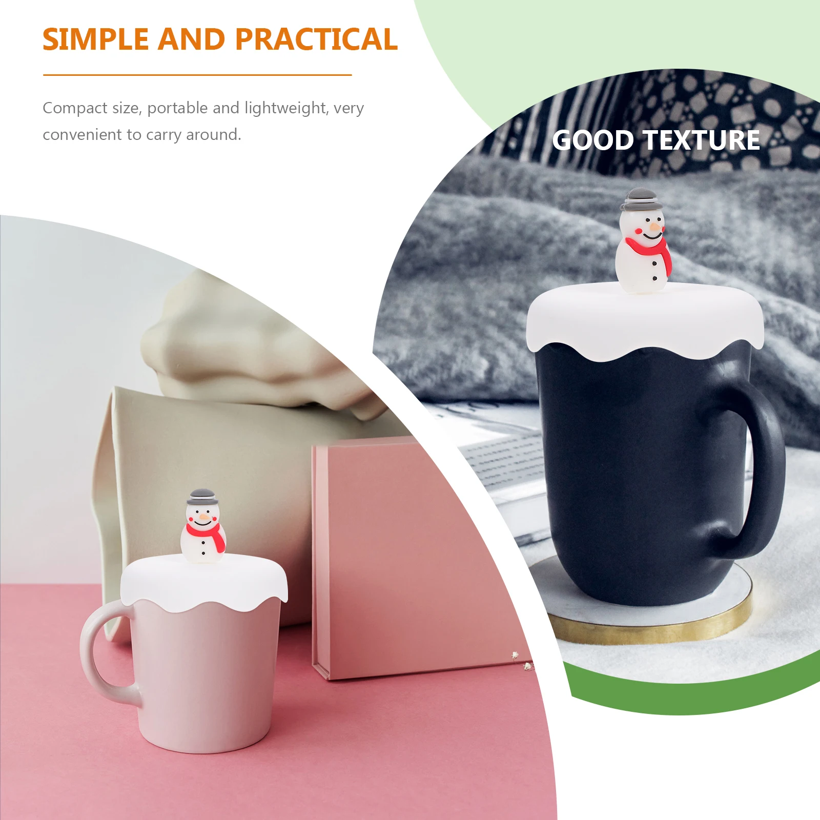 

2 Pcs Christmas Snow Cup Lid Stylish Covers Mug Snowman Lids Airtight Silica Gel Coffee Cups