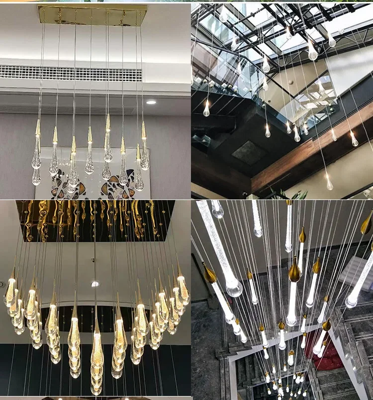 Modern Creative Personality Pendant Light Luxury Water DropShaped Chandelier for Dining Room Large Bedroom Indoor Decor Lampara image 4